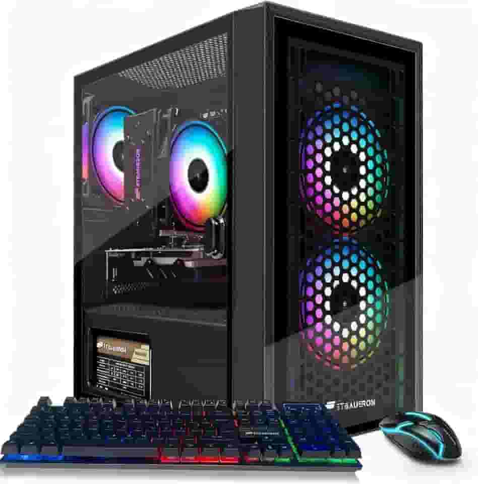 STGAubron PC Desktop para jogos, Intel Xeon E5 3.0G, Radeon RX 550 4G GDDR5, 16G Ram, 512G SSD, 600M WiFi, BT 5.0, Ventilador RGB x 3, teclado e mouse e mouse pad RGB, W10H64
