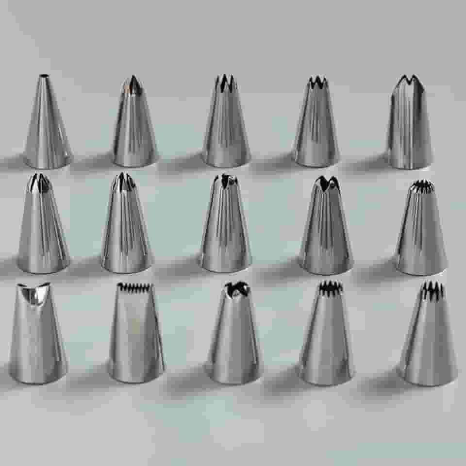Kit de ferramentas de tubulação de aço inoxidável 304 pacote com 9 - Bocais profissionais de decoração de bolos e sacos de confeitaria para assar/congelar