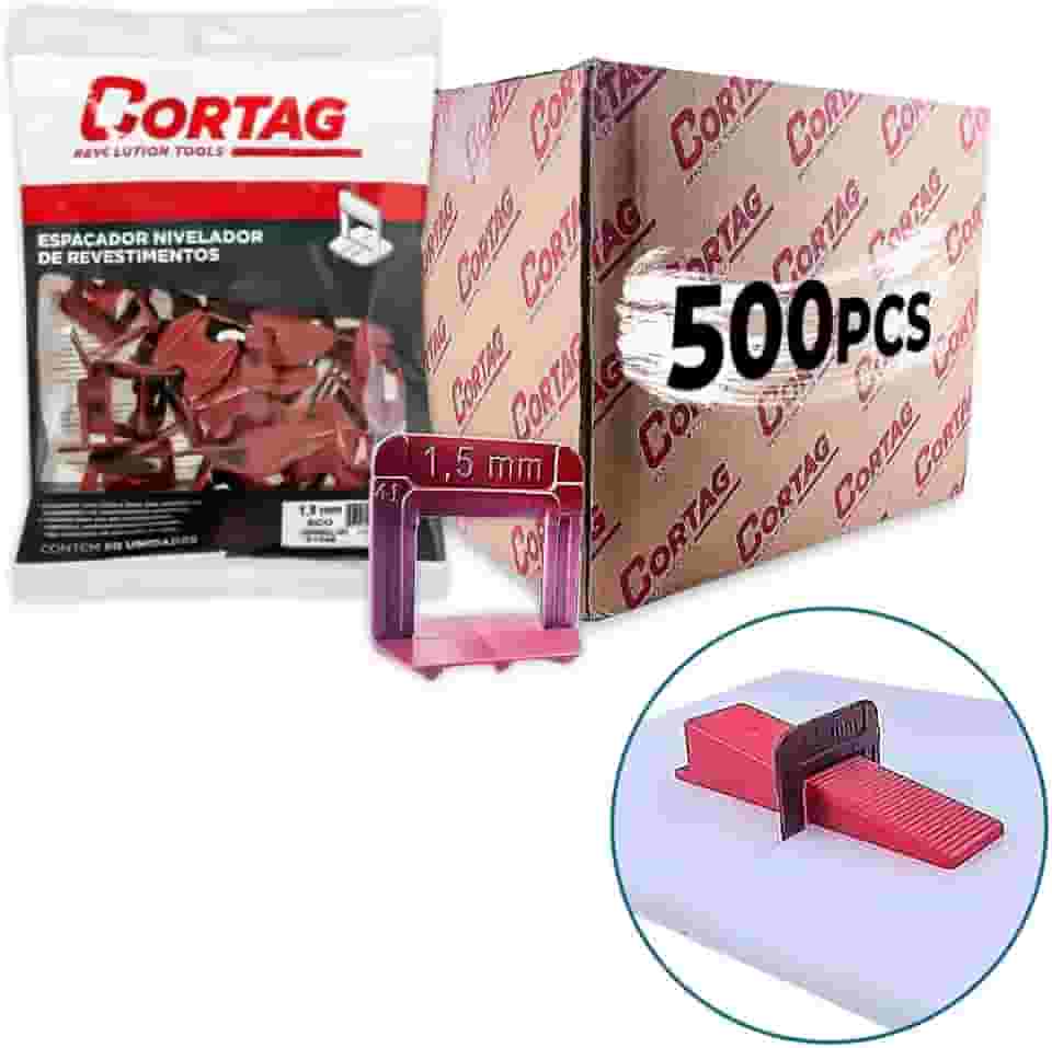 Espaçador Nivelador Eco C/500 Peças Vermelho Cortag Para Azulejo Cerâmica Piso Porcelanato Rejunte Profissional - (1.5MM | 62407)
