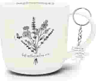 MALLAbyLAMMA Best Mother in Law Ever Caneca de café floral 12 onças, chaveiro de sogra, melhor presente de aniversário de sogra, presente de agradecimento para sogra, dia das mães, Natal