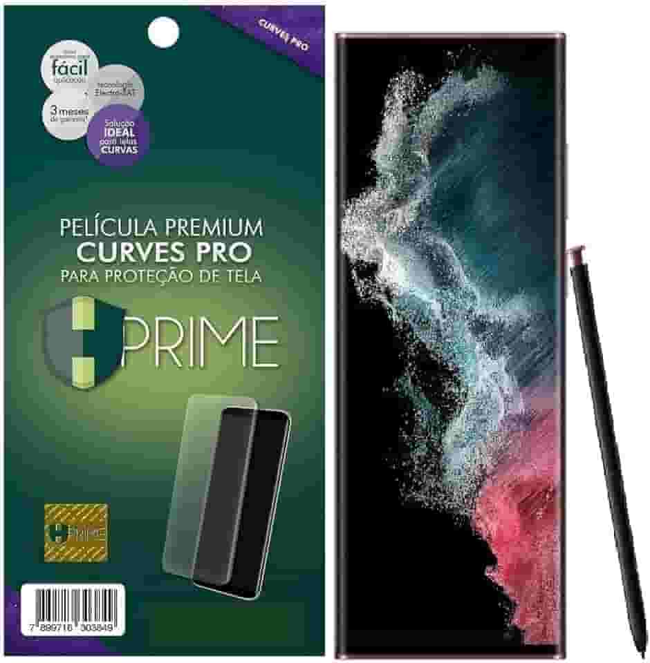 HPRIME Curves PRO - Pelicula Frontal, Compativel Samsung Galaxy S22 Ultra, Transparente