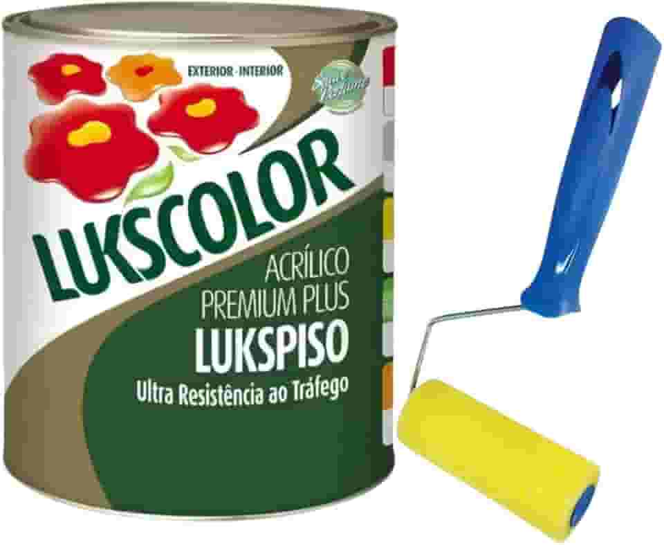 Tinta Piso Lukspiso 900ml 1/4 Diversas + Rolinho 9cm Espuma (Branco + Rolinho)