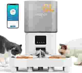 Alimentador Automático Duplo, 6L Comedor Automático Pet com Controle de APP para 2 Gatos e Cães,Programável Alimentador Temporizado Elevado para Cães