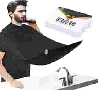 ztarraum Avental de barba com babador de barba, coleta de barba, barbear e aparar, pano antiaderente com 2 ventosas, melhores presentes para homens, presente de dia dos namorados, Preto, SIZE5