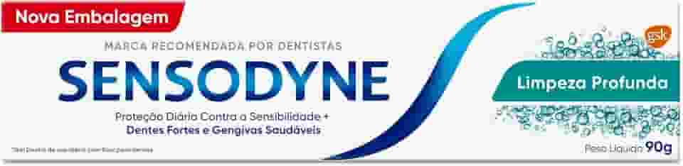 Sensodyne Creme Dental para Sensibilidade Limpeza Profunda com Flúor, Refrescância Prolongada, 90g