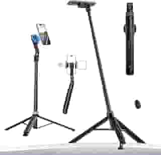 ULANZI Tripé magnético TT88 para iPhone 17, bastão de selfie extensível de 57 polegadas com controle remoto, clipe de telefone 2 em 1 e dois suportes de sapata fria - tripé de telefone leve para