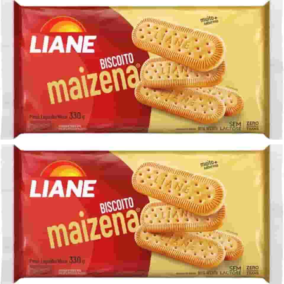 Biscoito Maizena Sem Lacotse Zero Gorduras Trans Liane 330g - Kit Com 2 Unidades