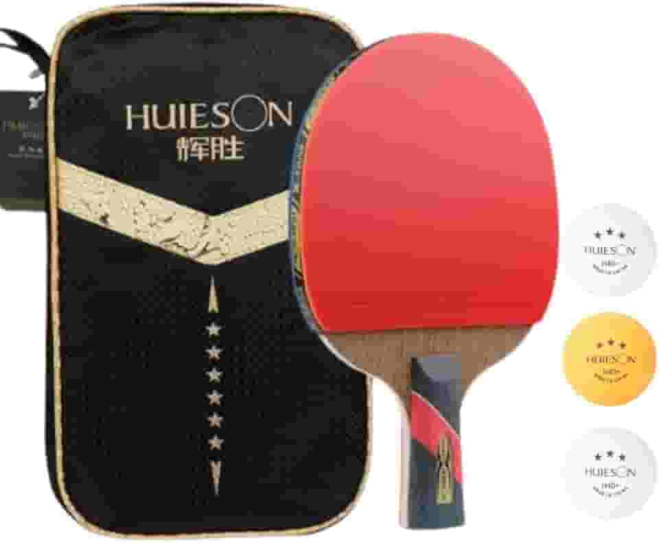 Raquete Tênis de Mesa Ping Pong Huieson 6 Estrelas Classineta Carbono Profissional + Capa Raqueteira + 3 Bolas 3 Estrelas Oficiais