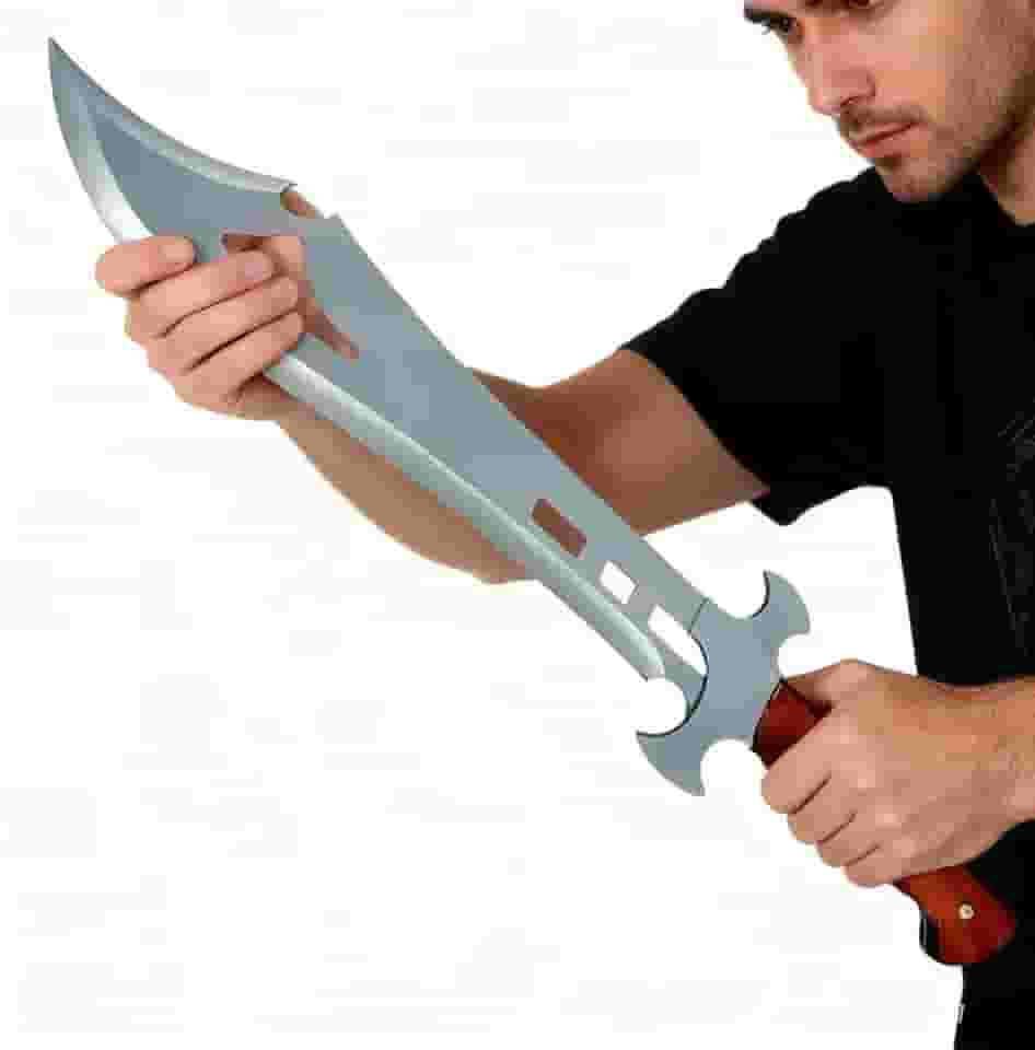 Faca Tática Artesanal, Modelo Rambo, Aço com Tratamento Térmico, Cor Prateado, Estilo Facão