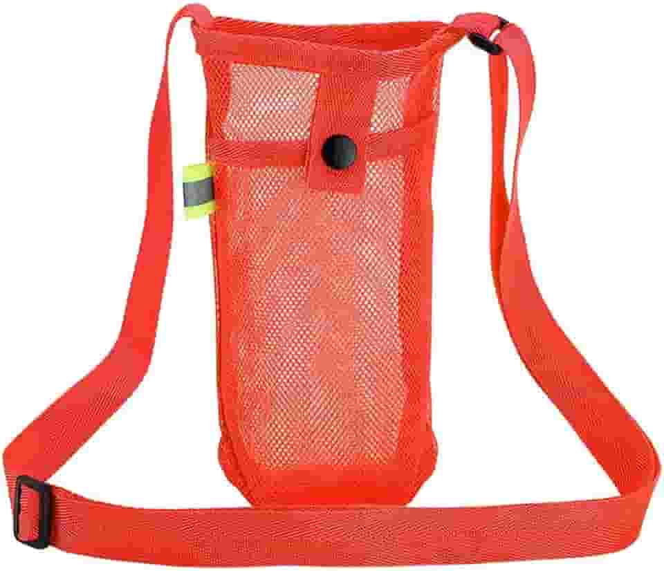 Bolsa de malha para garrafa de água com alça de ombro ajustável – Acessório de fitness durável e leve ao ar livre para suporte de copo de viagem (laranja)