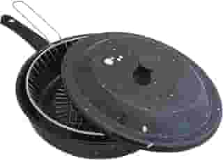 Disul, 7526031, Frigideira com Tampa e Cesto Para Fritura 2.7L Frigideira Esmaltada 3 em 1 Fritadeira, cor Preto, Aço