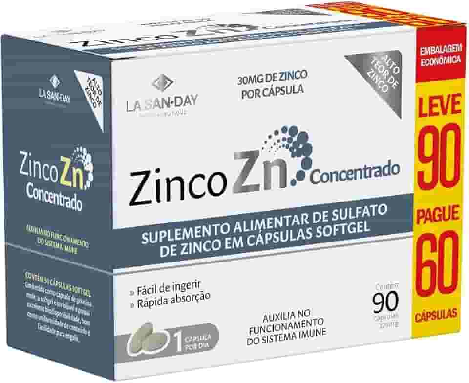 Zinco Concentrado (90 Cápsulas) - Auxilia no funcionamento do sistema imune, Contribui para a manutenção da estrutura óssea