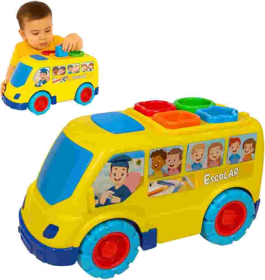 Onibus de Brinquedo Educativo com Encaixes Colorido Brinquedo Educativo Para Bebe 1 ano
