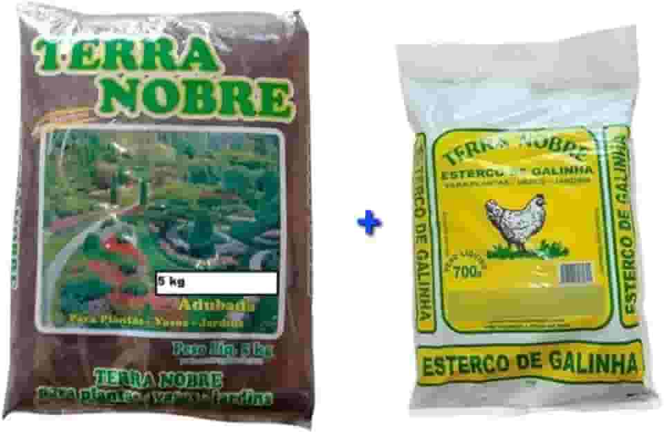 Kit Terra Adubada 5Kg + Esterco de Galinha 700Gr Terra Nobre - Plantas - Horta - Plantação