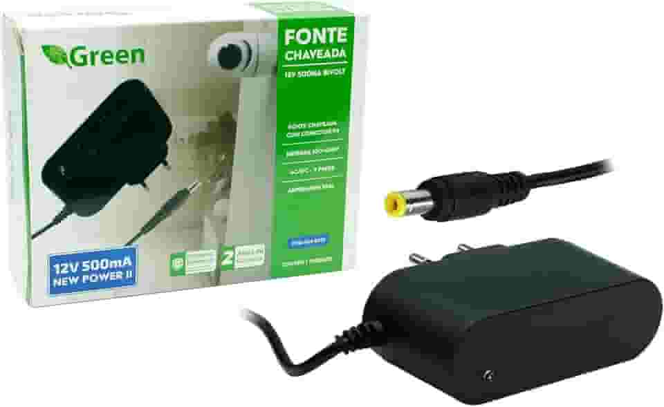 GREEN Fonte Chaveada 12V 500MA Bivolt - Plug 5,5mm x 2,1mm