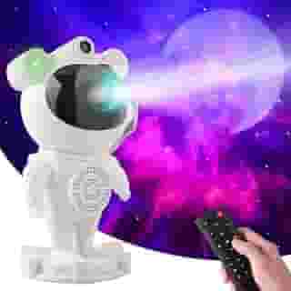 Projetor Astronauta Com Som Bluetooth Luz Noturna para Quarto Controle Remoto Função Temporizador Robô Luminária De Estrelas Nebulosas Galaxias Lua Premium
