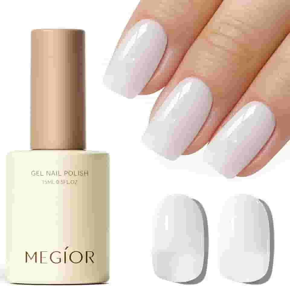 MEGIOR Esmalte de gel branco leitoso 15 ml, branco, translúcido, neutro, absorver, UV, LED, esmalte de gel de longa duração, arte para unhas, salão de manicure, para mulheres, meninas, casa, faça você