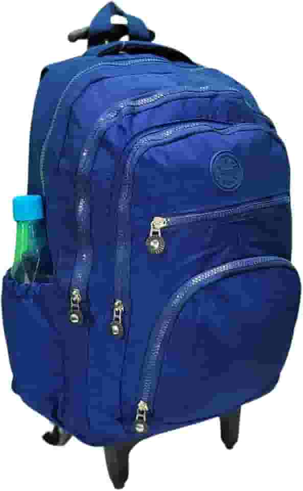 Mochila Escolar de Rodinha, Juvenil, Feminina/Masculina, Stay-Clean, Preta (Azul Marinho)