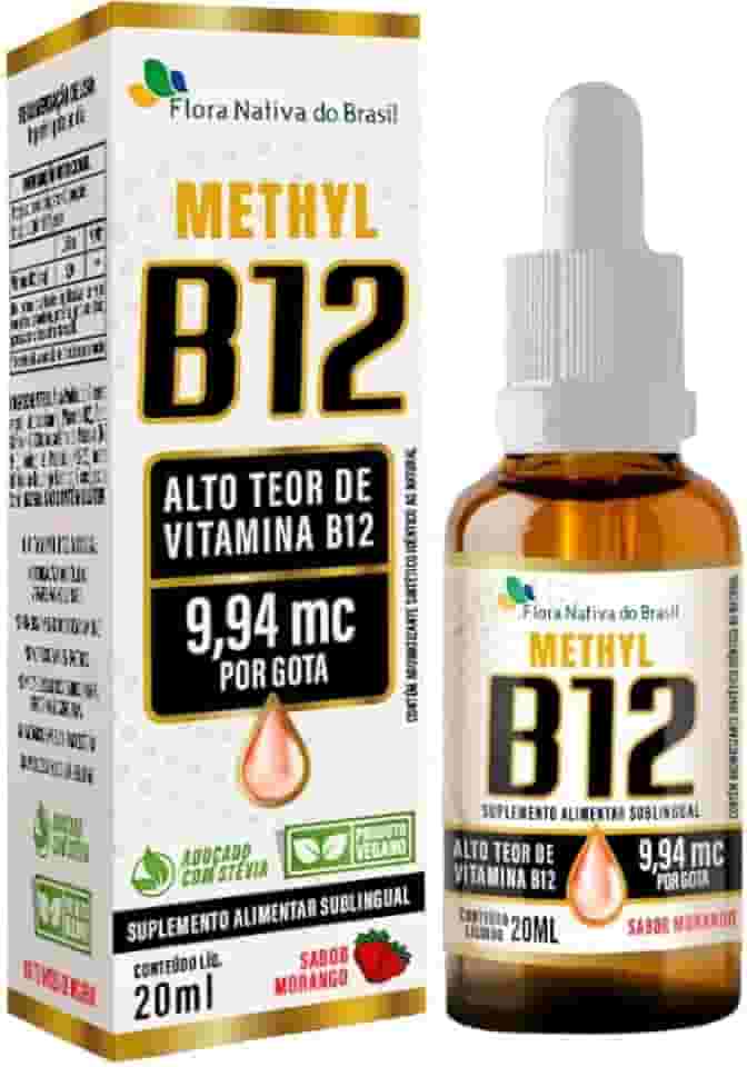Vitamina B12 Sublingual (Metilcobalamina) 9,94 mcg por gota 20ml - Flora Nativa Sabor:Morango