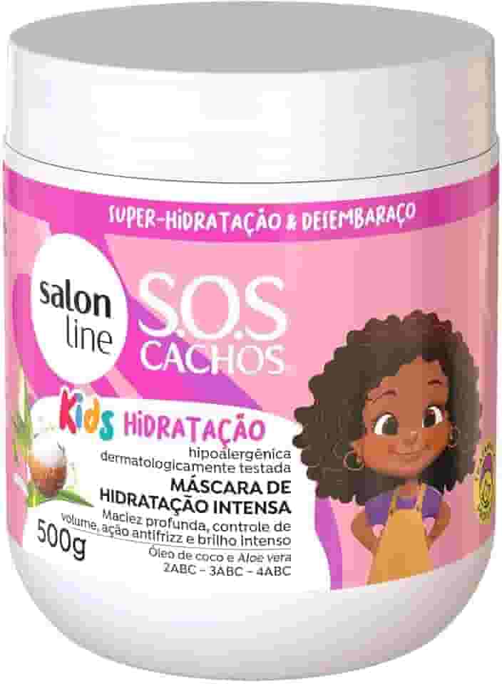 Salon Line, Máscara Capilar Infantil, SOS Cachos Kids, Super-Hidratação, Maciez e Controle de Volume, Vegana - Cabelos Ondulados, Cacheados e Crespos, 500 g