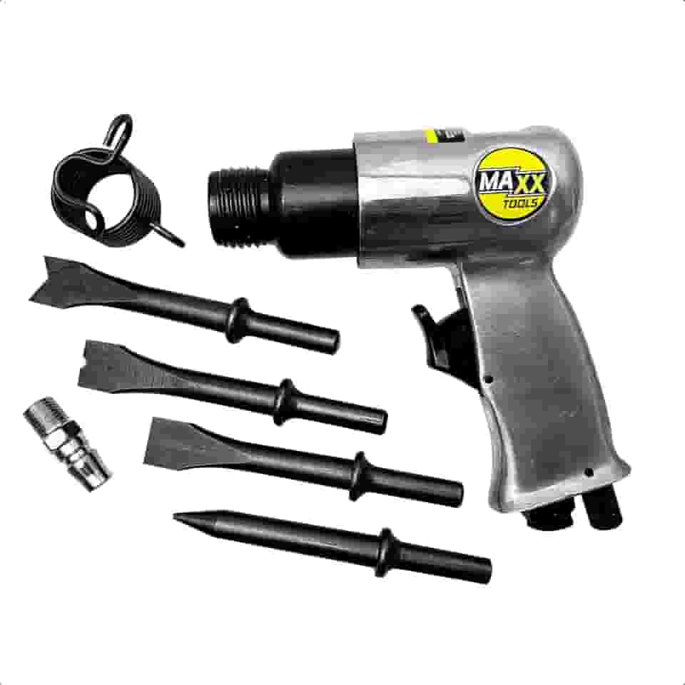 Martelete Pneumático MXT-1510R Maxx Tools 150mm 3500IPM 6,2Bar com 4 Punhos Cinzeis Inclusos Encaixe Redondo