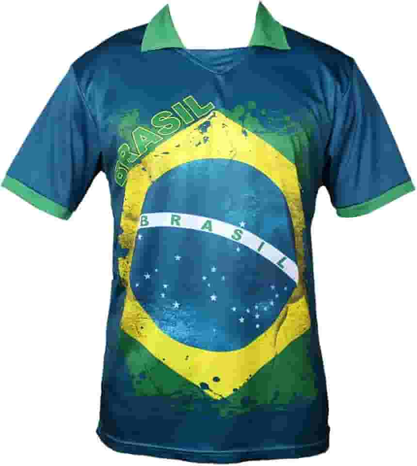 Camisa Polo Brasil Seleção, Azul, Tamanho G, 100% Poliéster