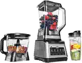 NINJA LIQUIDIFICADOR 1200 W, 5 Funções para Smoothies, Picar, Massa e Mais com Auto IQ, Jarra 2,2L, Jarra de Processador de 2L e 1 Copo para Levar, Preto