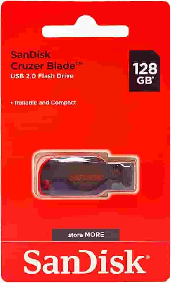 SanDisk Pen drive USB Cruzer Blade, 128 GB, preto/vermelho (SDCZ50-128G-A46)