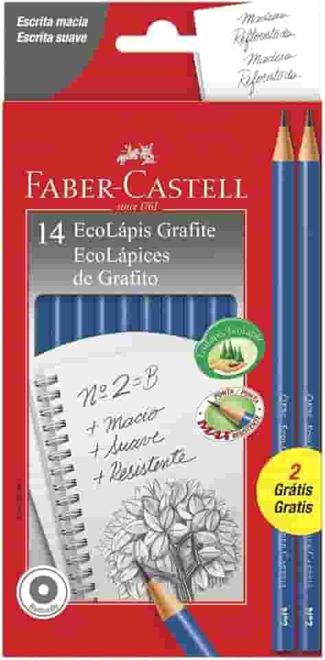 Lápis de cor,Faber-Castell,PM/1210AZ12+2; Ecolápis Grafite Max nº 2HB, Azul, Redondo; 12+ 2 unidades