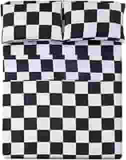 Melhor jogo de cama de temporada - Cama de microfibra luxuosa e macia com bolso profundo de 4 peças, Moderno, Plaid Black&white, Queen