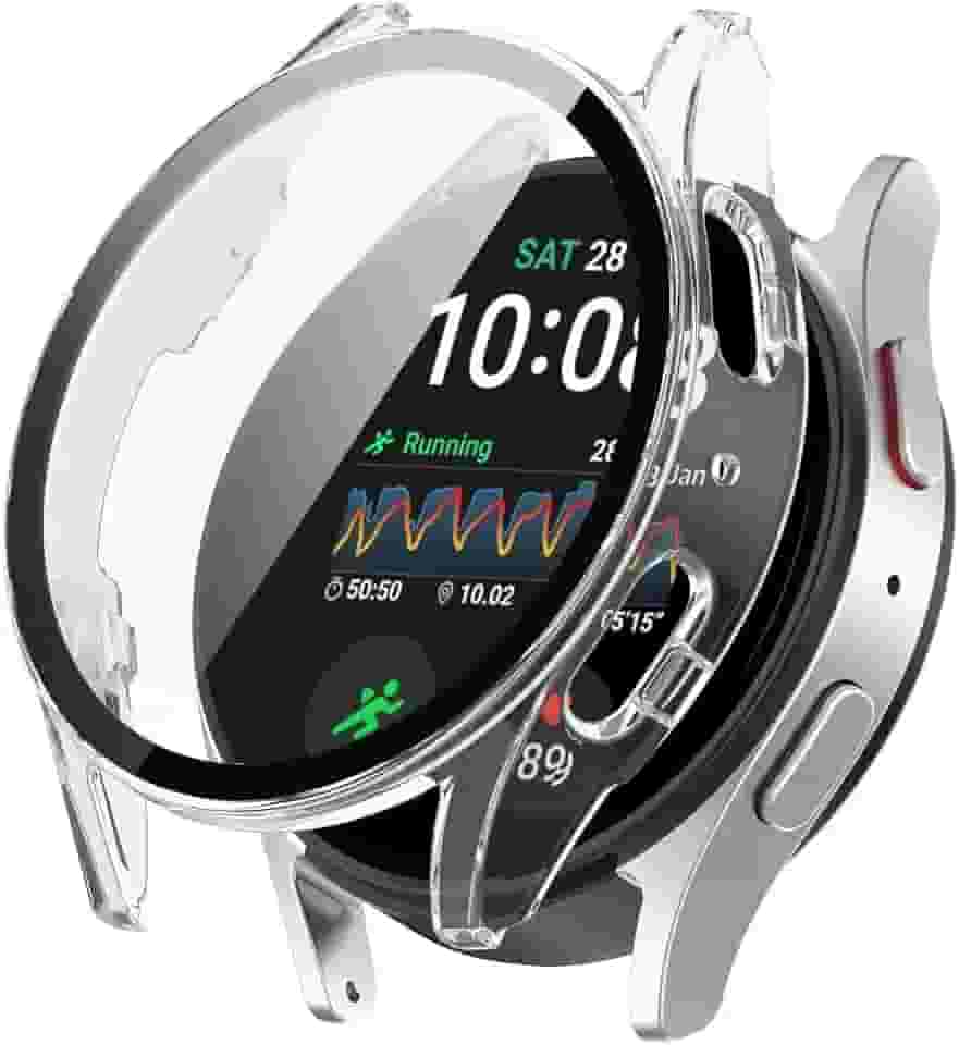 Capa Protetora Case Com Pelicula De Vidro Embutida 123smart Compativel Com Galaxy Watch 7 44mm (Transparente, 44mm)