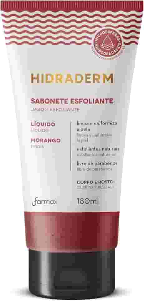 Farmax Sabonete Liquido Esfoliante Hidraderm Morango Vermelho 180 Ml (Pacote pode variar)