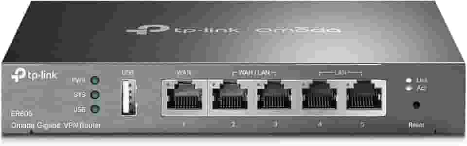 TP-Link ER605 | Roteador VPN com Fio Multi-WAN | Até 4 Portas WAN Gigabit | Roteador SPI Firewall SMB | Omada SDN Integrado | Equilíbrio de carga | Proteção contra raios | Proteção vitalícia limitada
