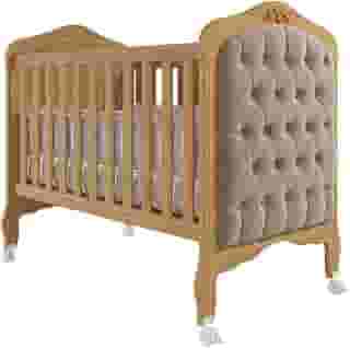 Berço Mini Cama com Capitonê Alegria Espresso Móveis Nature/Branco