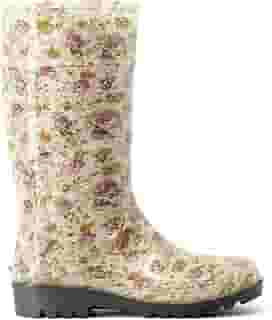 Bota Galocha Feminina Floral Cano Longo Impermeável Flores Rosa Leve - 35