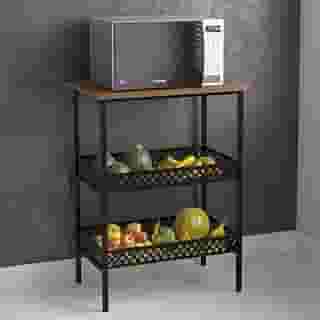 Fruteira De Chão Para Cozinha Estilo Industrial Com 2 Cestos