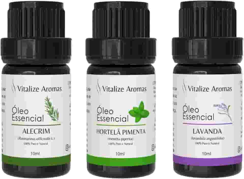 Kit Óleos Essenciais Lavanda, Hortelã Pimenta e Alecrim - Vitalize Aromas