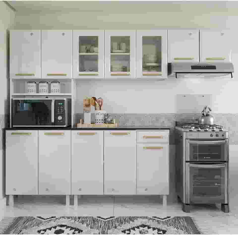 Cozinha de Aço Compacta 4 Peças 12 Portas 1 Gaveta Diamante Telasul Branco