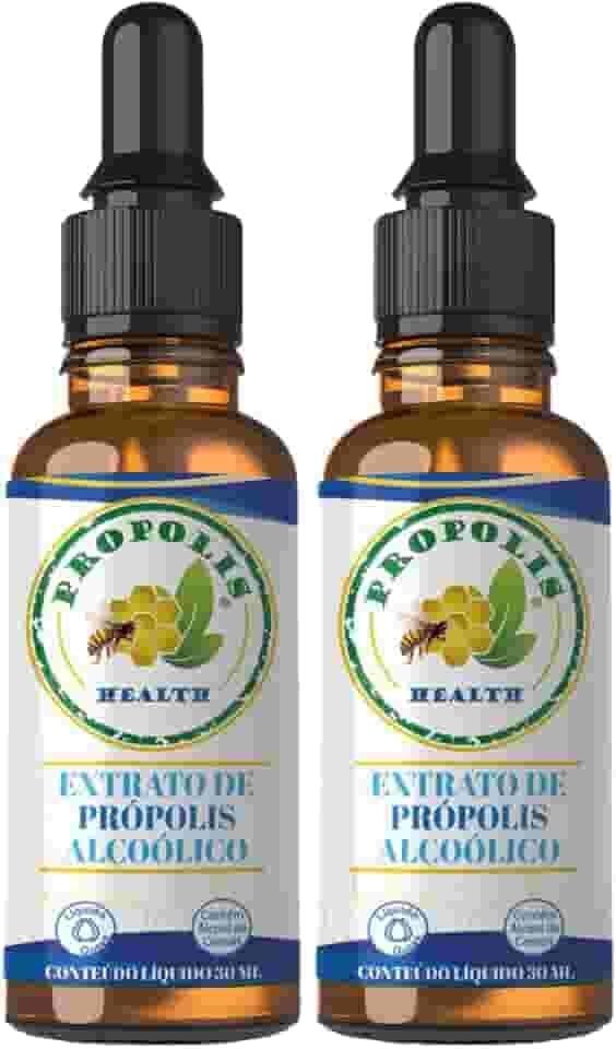 Extrato de Própolis Verde 30ml - Extrato Seco 21% - 300mg/1ml - Propolis Health Gotas KIT-2 Frascos 30ml - Propriedades Superior Para a sua Saúde - 60 Dias de Suplemento - Própolis Liquido - Própolis Verde