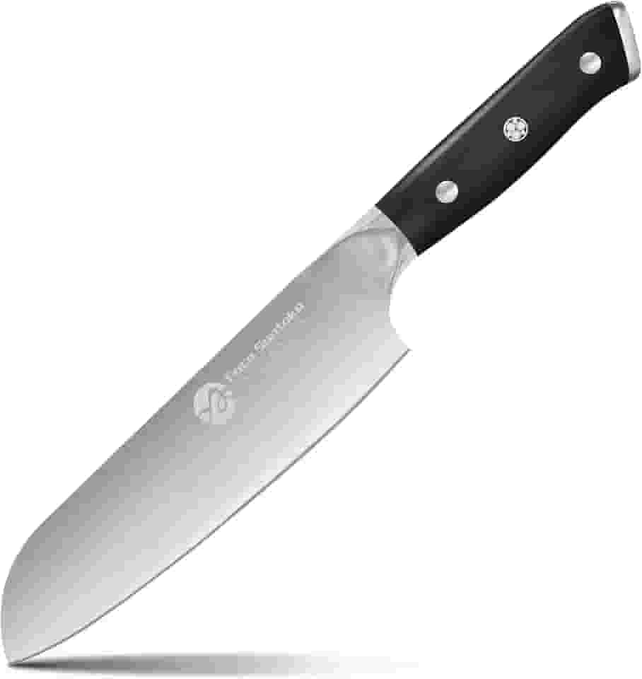 Faca Santoku De 7”, Faca Do Chef Forjada Em Aço De Alto Carbono, Faca De Aparar Com Cabo Ergonômico, Preto