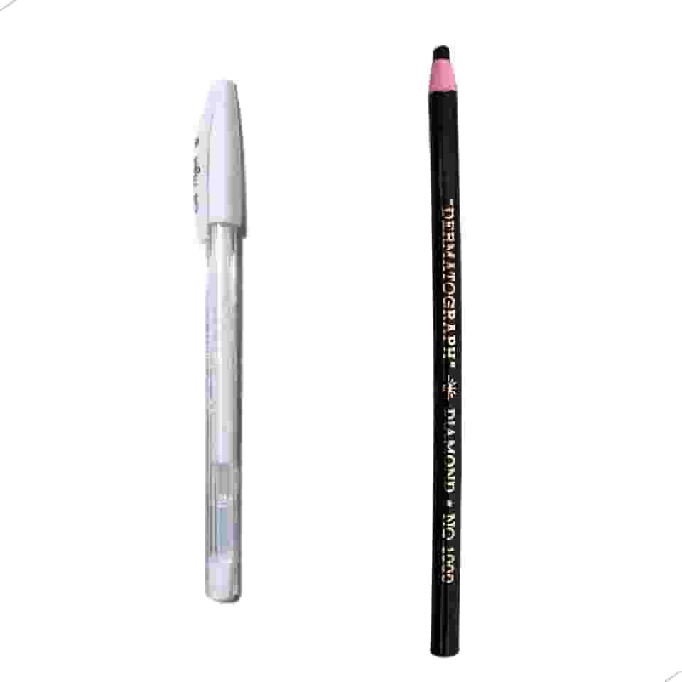 Lápis Dermatográfico + Caneta de Gel Branca Design de Sobrancelhas Profissional