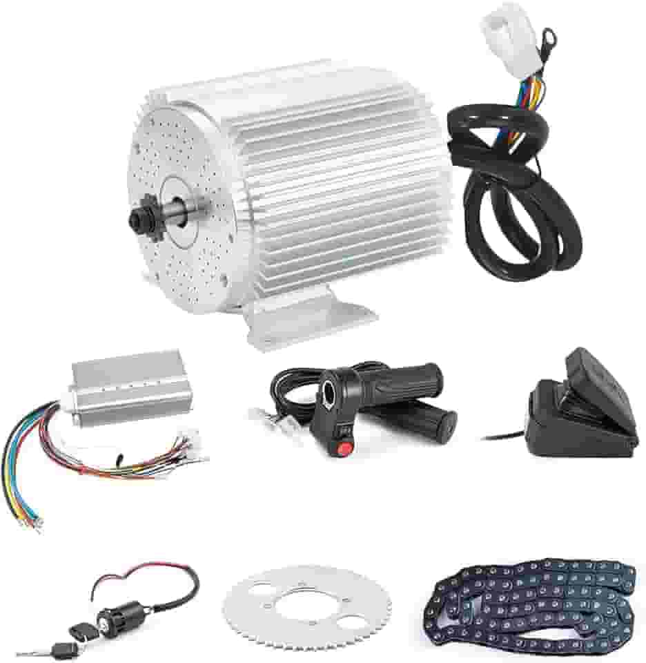 Kit de motor BLDC 72V 3000W sem escova com 24 controlador Mosfet 50A e acelerador para scooter elétrico E moto motor motocicleta kit de conversão de peças DIY (6 partes em 1 e motor com pé)