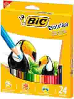 Lápis de Cor Sextavado BIC Evolution, 24 Cores, 902638, Blister 1 Unidade, Seguro Para Crianças, Não Lasca