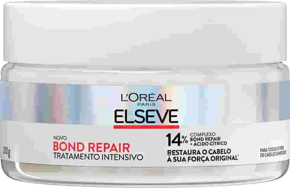 L'Oréal Paris Elseve Bond Repair Máscara de Tratamento Intensivo, com Ácido Cítrico e Glicina, Repara Ligações Capilares Quebradas, Reconstrução Profunda de Fios Danificados, 200g