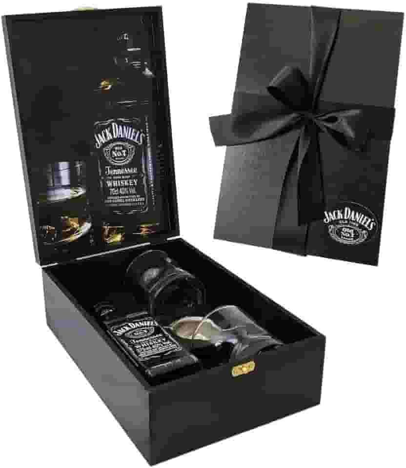 Box Presente Whisky 375ml com 2 Copos e Dosador – Kit Masculino Elegante para Natal, Dia dos Pais, Namorados, Aniversários e Corporativo