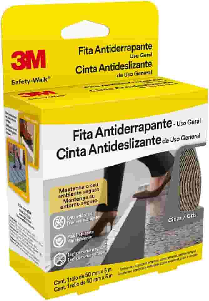 3M, Safety-Walk, Fita Antiderrapante, Cinza, 50mm x 5m