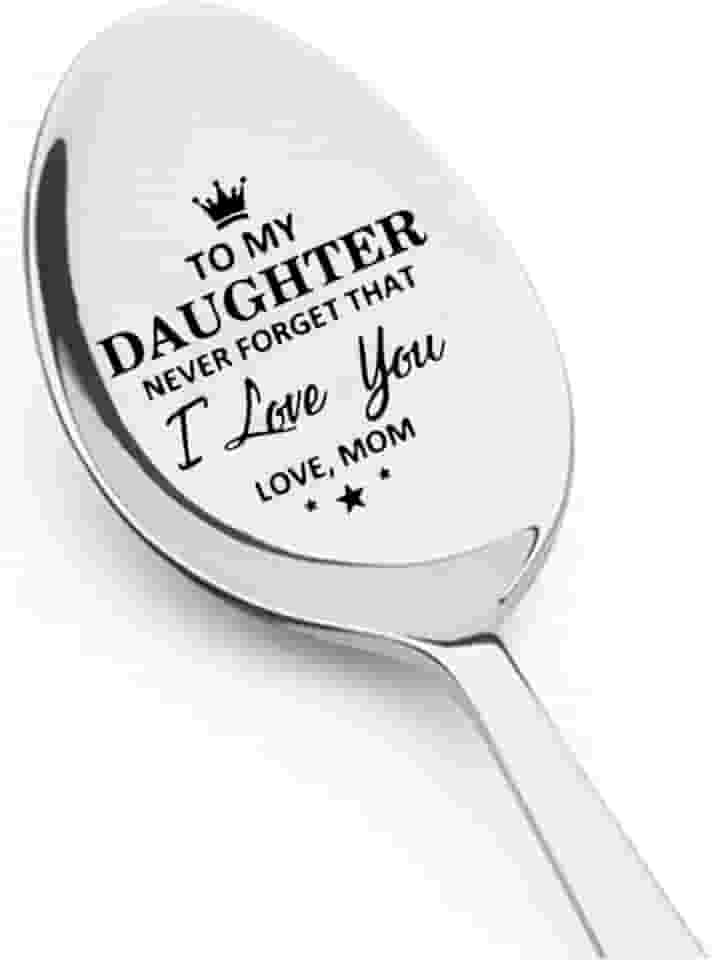 Colher de presente de aniversário de Natal para filha de mãe para minha filha, Never Forget that I Love You, colheres de chá e café