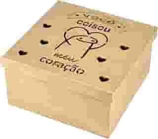 Caixa Em Mdf Bento Flork Meme Corte a Laser Presente Surpresa Dia Dos Namorados Coração Festa na Caixa 20cm x 20cm x 10cm (VOCÊ COISOU MEU CORAÇÃO)