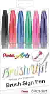 Pentel Kit Caneta Pincel Brush Sign Pen 06 Cores Tradicionais KITBRUSH-6T