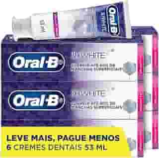 Oral-B Pasta de Dente 3D White Brilliant Fresh, Clareador Avançado com Micropartículas Clareadoras, Elimina até 80% das manchas superficiais 53 ml, 6 Unidades